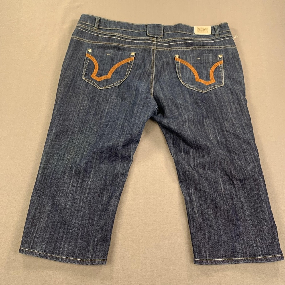 Exocet Bermuda Short Women 24 Blue Denim Mid Rise Solid Jean Casual Summer Capri